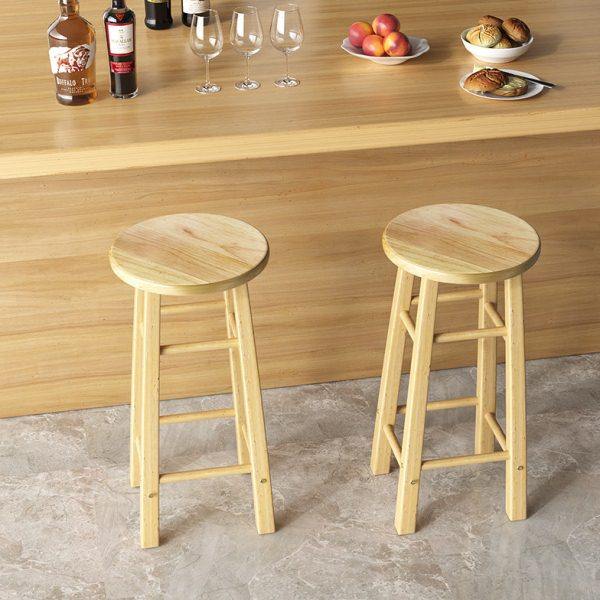 吧台椅实木高脚凳简约加固高圆凳梯凳前台高脚吧台凳加厚酒吧椅子