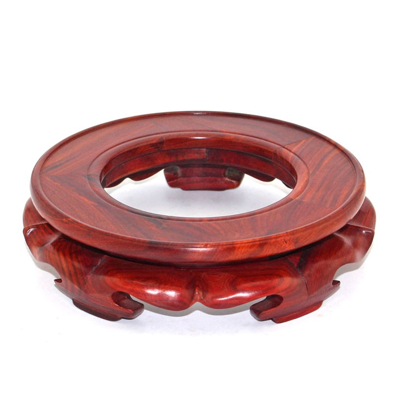 红檀木圆形底座实木奇石头鱼缸架B花瓶盆景陶瓷葫芦水晶球摆件木