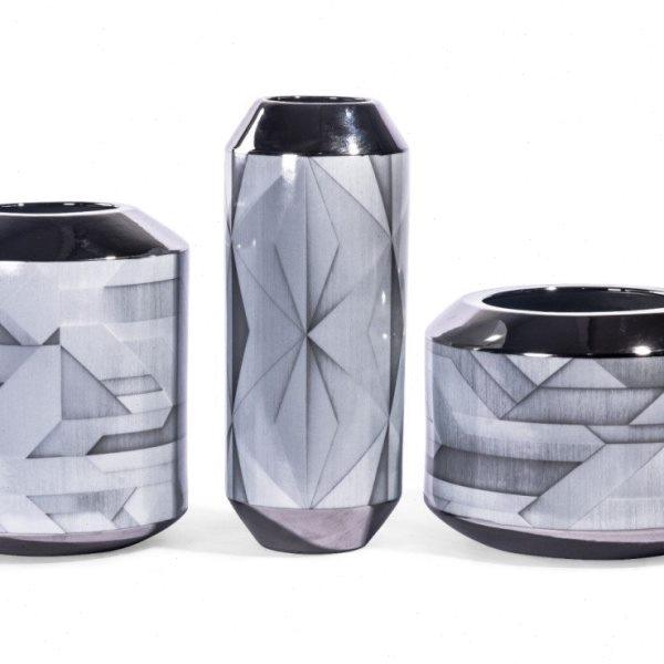 黑浅蓝色陶瓷柴崎几何花瓶插花摆件欧式客厅办公室现代简约装饰品,家居饰品,花瓶,淘宝优惠券,粉丝福利购,淘宝优惠卷