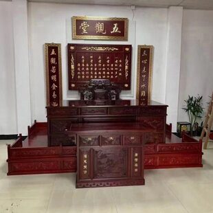 定制实木寺庙寺院道观五观堂牌匾斋桌斋凳斋堂长条桌实木雕刻刻字