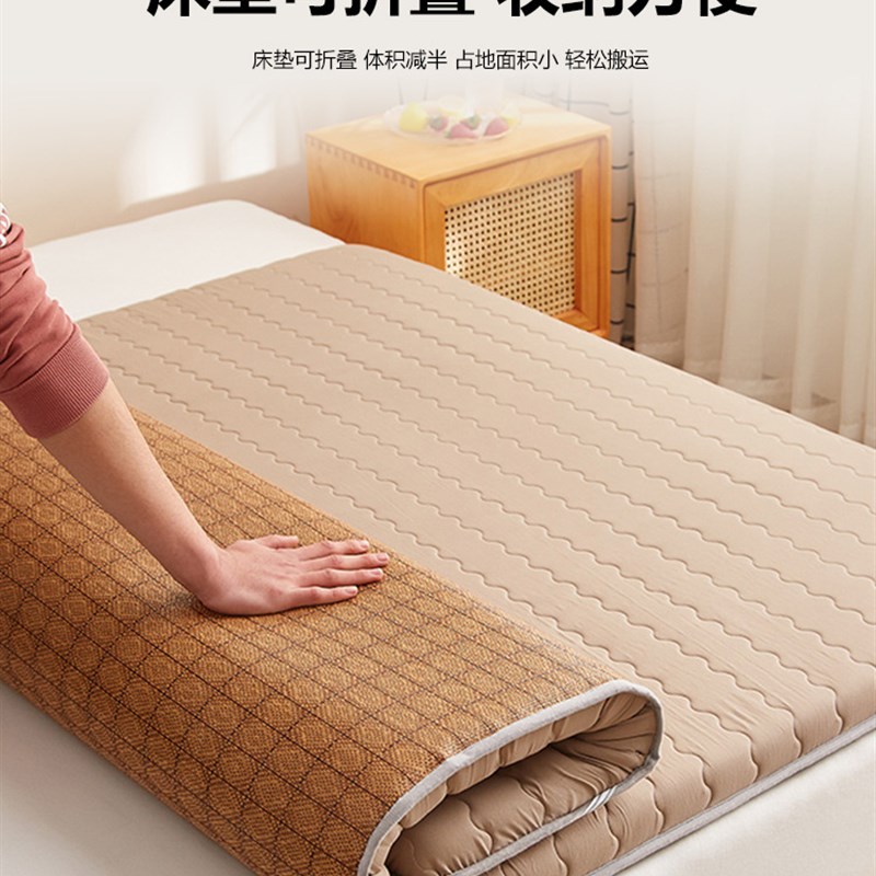 9V7T床垫垫褥软垫家用海绵垫褥子凉席宿舍学生单人冬夏两用可折叠