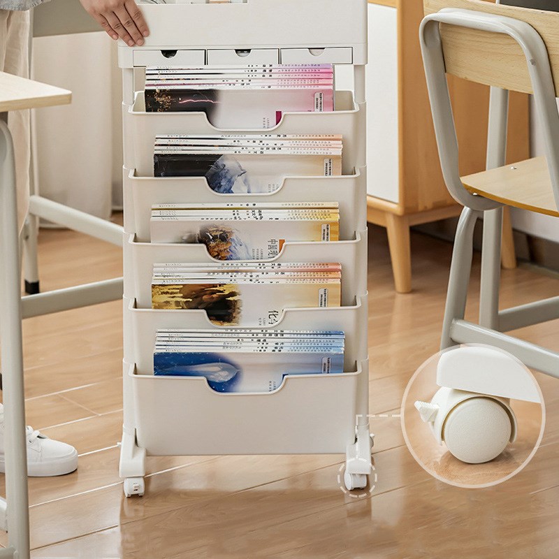 教室课桌收纳神器带轮书架学生书桌边置物架初高中生整理组合