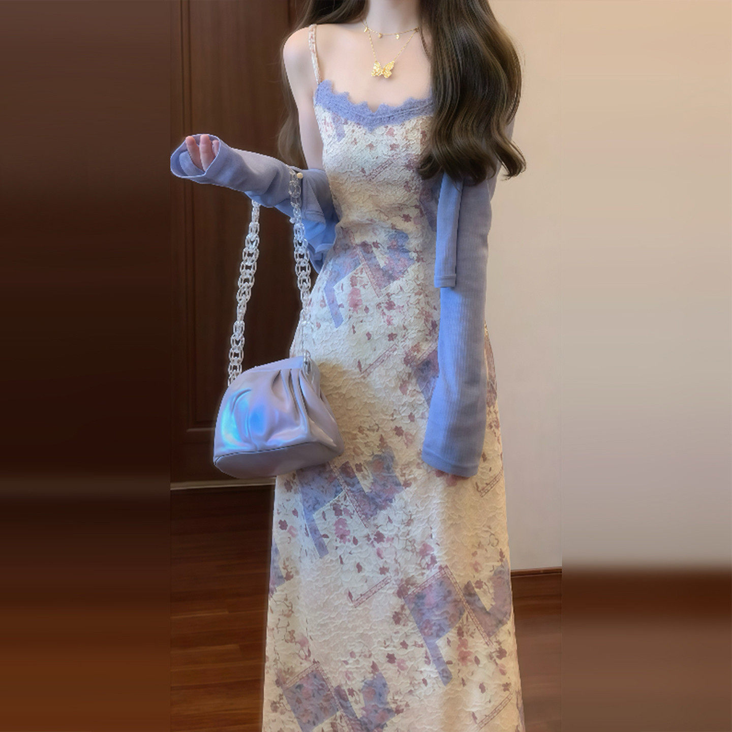 2026新款碎花吊带洋装子