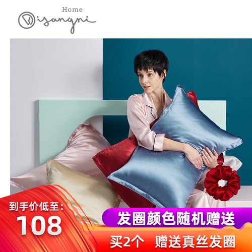 ins22姆米重磅真丝枕套纯色双面100%桑蚕丝绸美容枕头套单人枕巾