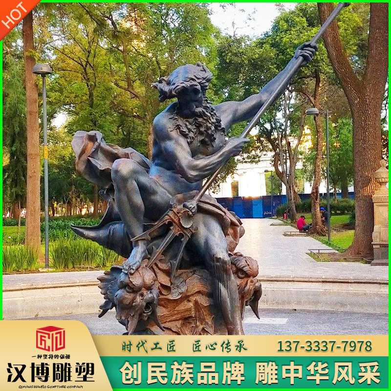 铸铜西方人物雕塑定制玻璃钢捕猎青铜摆件房地产欧式别墅公园景观