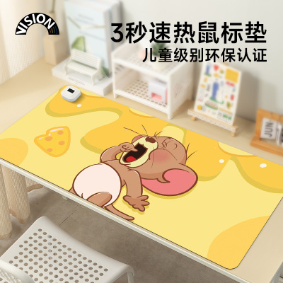 可爱杰瑞加热鼠标垫超大发热暖桌垫办公室垫子桌面电脑键盘电热板