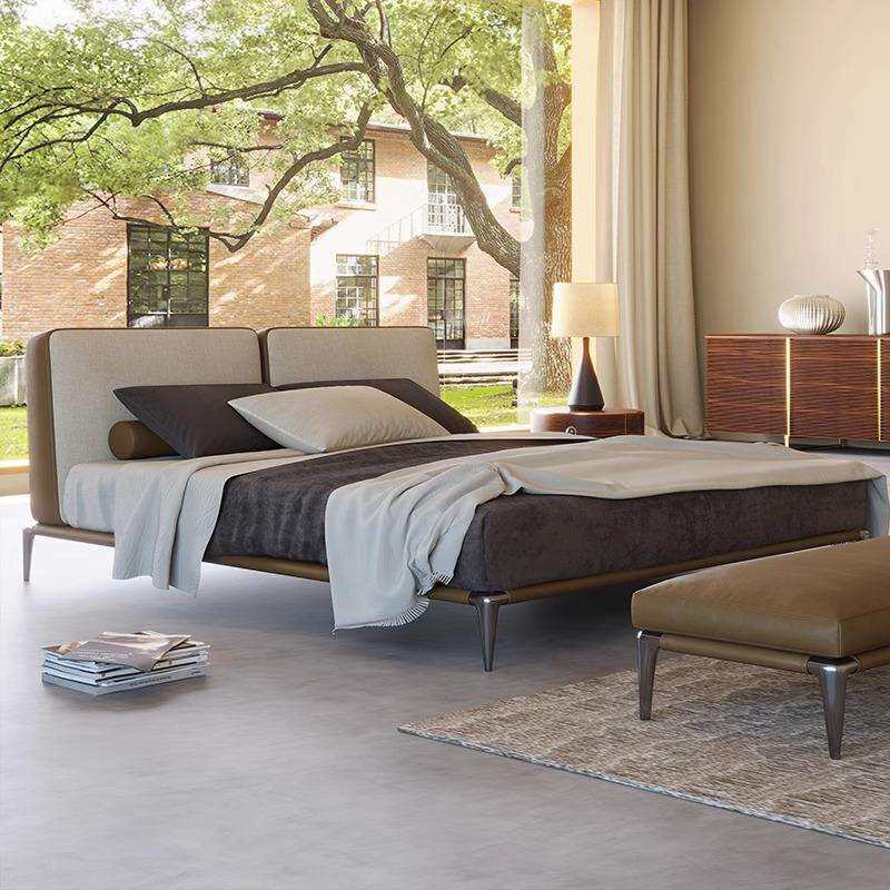 意式极简设计师布艺床现代简约1.8米主卧床布艺双人床佛山家具床