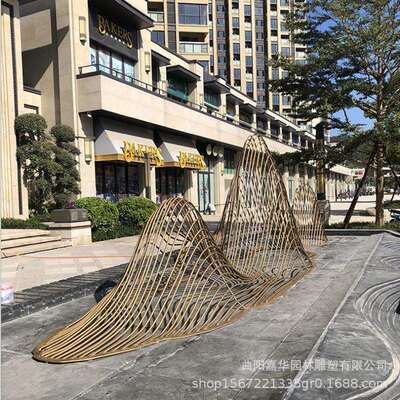 不锈钢假山雕塑制作 庭院售楼部创意大型景观水景摆件