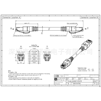 HARTING浩亭 Data 铜质电缆 RJ45 两端预接 09474747101