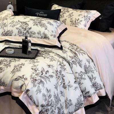 秋冬美式风100S全棉磨毛四件套纯棉花卉数码印花被套床单床上用品