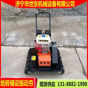 世东手推式彩砖整平机 汽油动力地砖铺设振动夯 盲道地砖滚压机