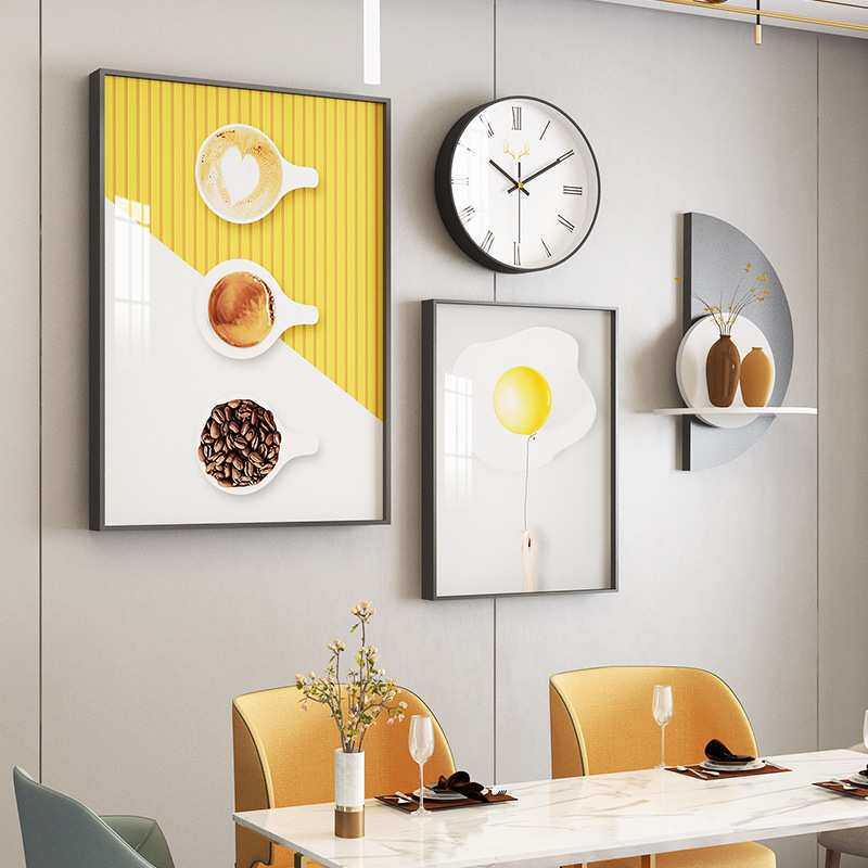 现代简约钟表餐厅装饰画壁画组合铝合金画走廊壁挂壁饰艺术挂画