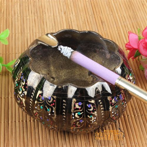 纯手工精雕铜器j南瓜型烟灰缸家居摆设艺术造型金属烟灰缸摆件