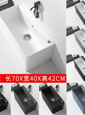 新款拖把池特大号超长池陶瓷长方形灰色阳台家用墩布池拖布池落地