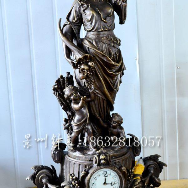 铜钟古典机械 纯铜座钟 发条 古典西洋仿回流台钟 样板间 居家钟