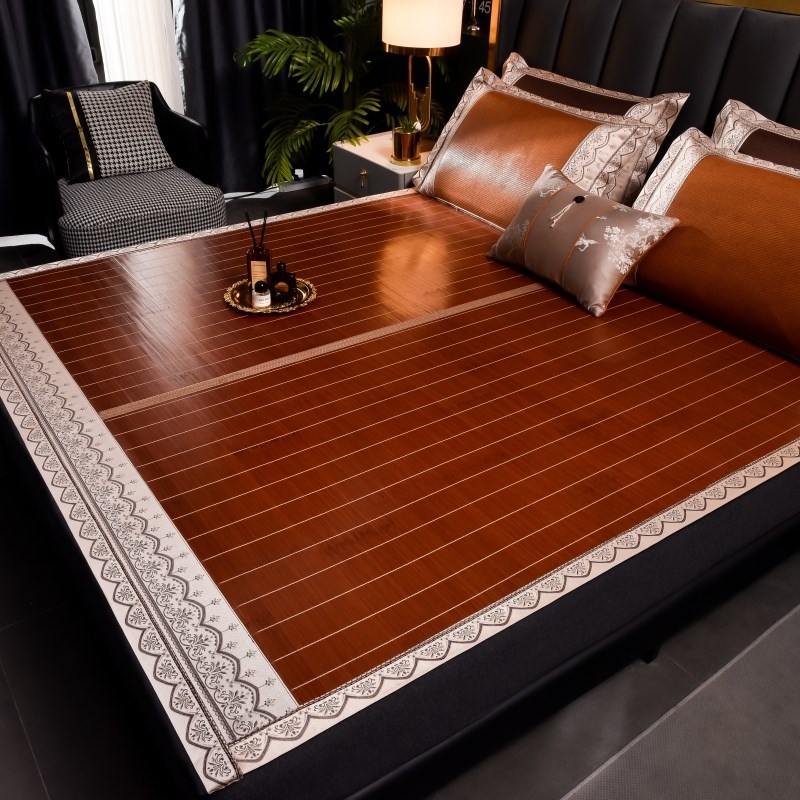 竹席凉席1.5m可折叠双面床席子夏天1.8米床单双PS人印花碳化1.2冰