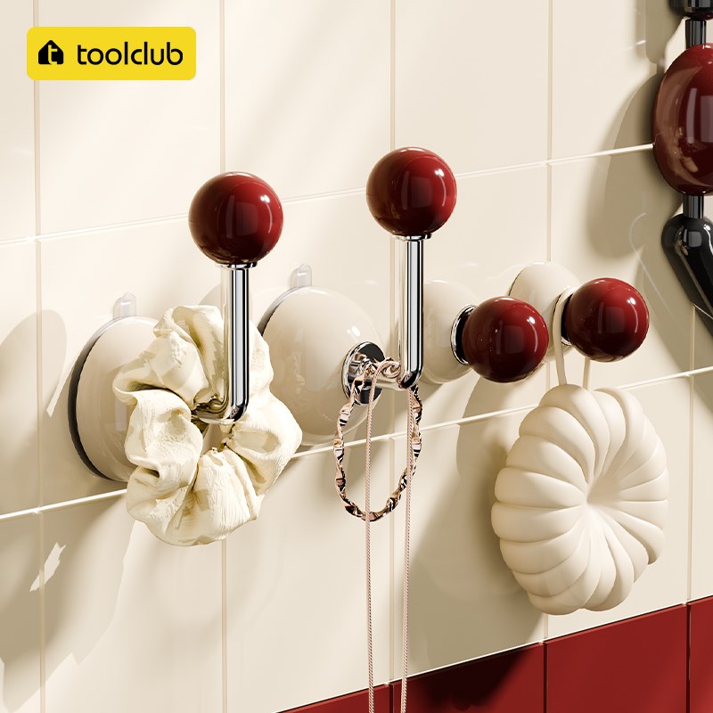 浴室吸盘b挂钩免打孔发圈收纳架壁挂式卫生间挂墙可移动置物架头