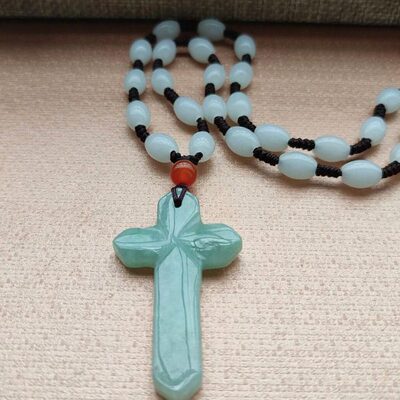 天然翡翠玉十字架吊坠男女款玉石项链送礼信物挂件玉佩刻字送证书