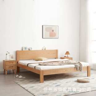 全实木床简约现代1米8单层靠背床卧室家用双人大床