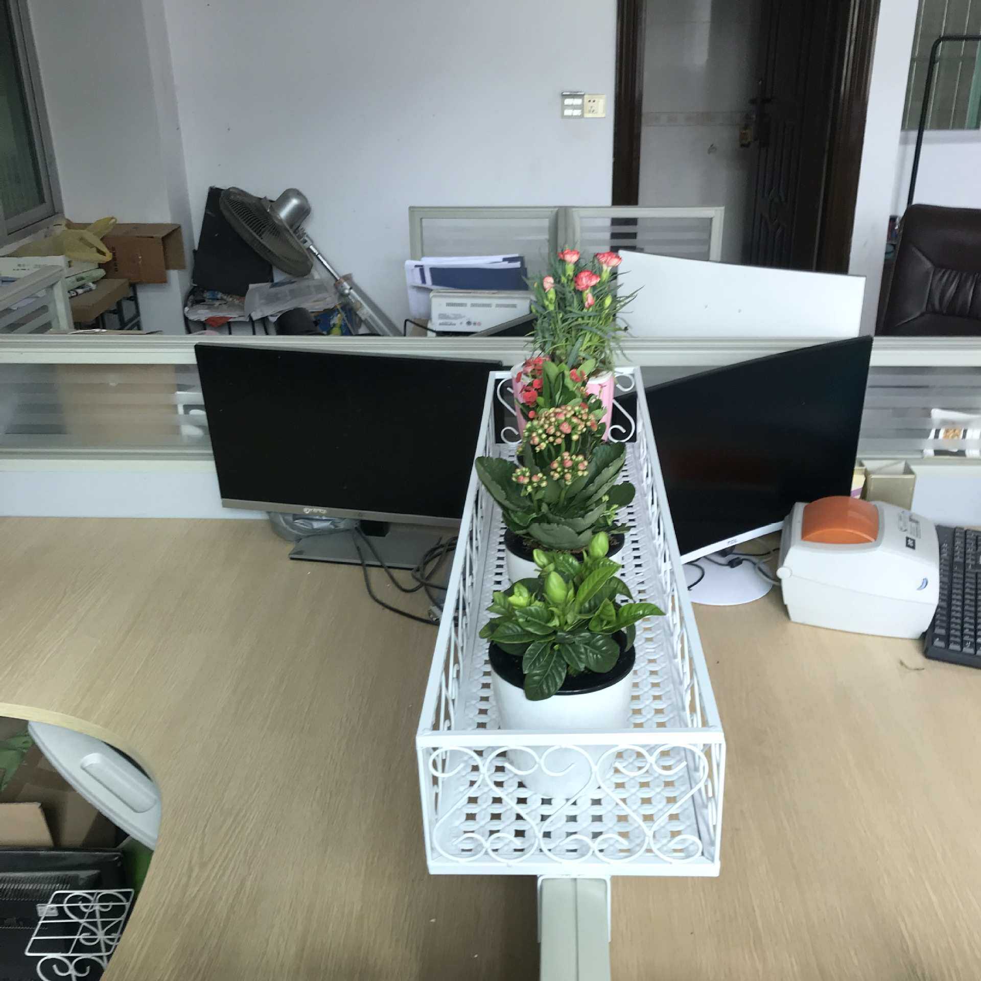 办公室文件收纳置物架 办公桌隔板绿萝花架 工位卡槽多肉盆栽花架