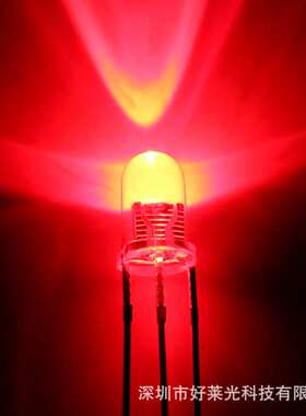 F5/5mm透明红蓝双色共阴圆头红蓝双色led三脚 双色LED发光二极管