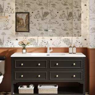 岩板可丽耐陶瓷柜橡木法式复古2024盆烤漆落地智能浴室柜组合一体