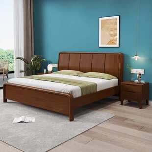 实木大床现代简约主卧1.8米双人经济型公寓民宿1.5高箱北欧储物床