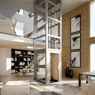 高二层定金端液压观光家用爬电小型别墅二台层三四梯六升降机平简