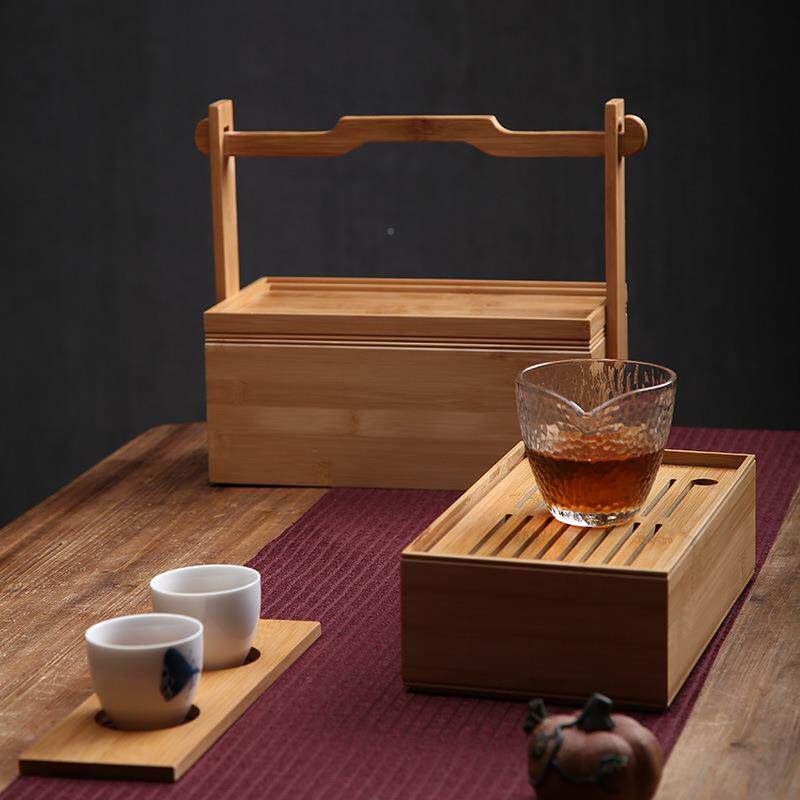竹制中式茶盒具提竹盒茶盒茶纳具收旅行便携功夫茶dfb道盒茶盘