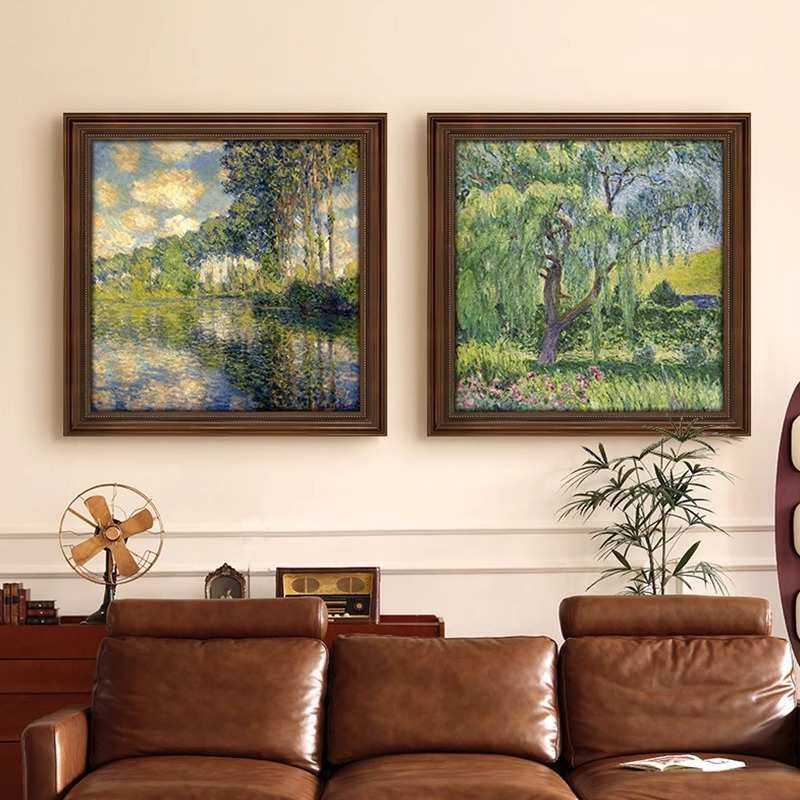 莫奈装饰画酒店美式复古挂画睡莲日出印象客厅玄关组合画世界名画,3C数码配件,USB灯,淘宝优惠券,粉丝福利购,淘宝优惠卷