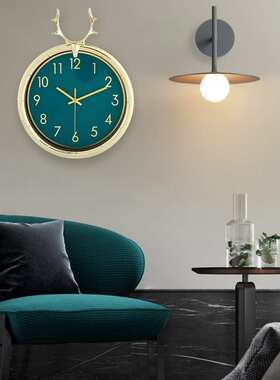 北欧鹿头钟表挂钟客厅现代简约创意网红表时尚家用时钟S137