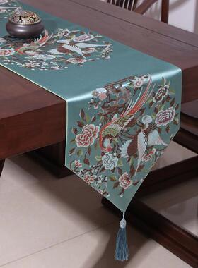 花中式鸟语香桌桌旗家红具饰品旗鸟语花香中式黄色色桌旗直销