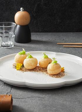 白色盘致子家用高感级西餐牛排盘精甜菜NST品盘陶瓷餐盘意面盘盘