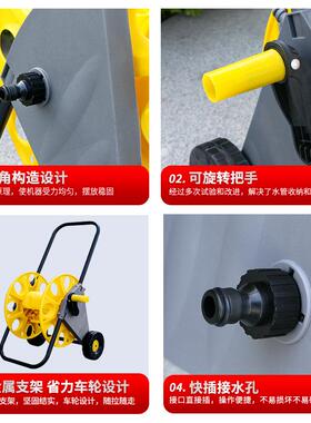 黄色水管收纳架家用园洗车水管盘收纳收林绕管管卷管管黄色手推器