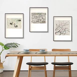 艺术传承吴冠中装饰画新客江南水乡中式书茶室餐厅油画布-背景墙