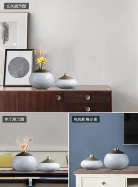 新中处式金罐博OZP属陶瓷摆件售楼样板房酒店书房古架软装饰