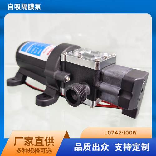 洗铁龙隔膜泵高压抽水泵家用小型自吸大功率12V24V100W抽水泵