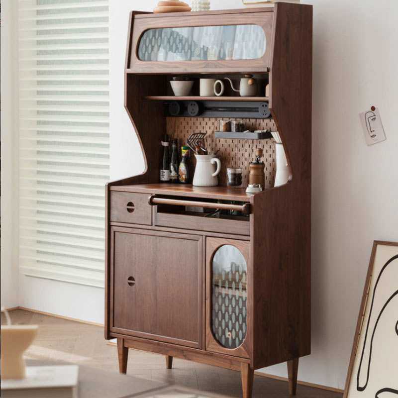 北欧黑胡桃木全实木餐边柜收纳边柜多功能一体靠墙高柜置物茶水柜