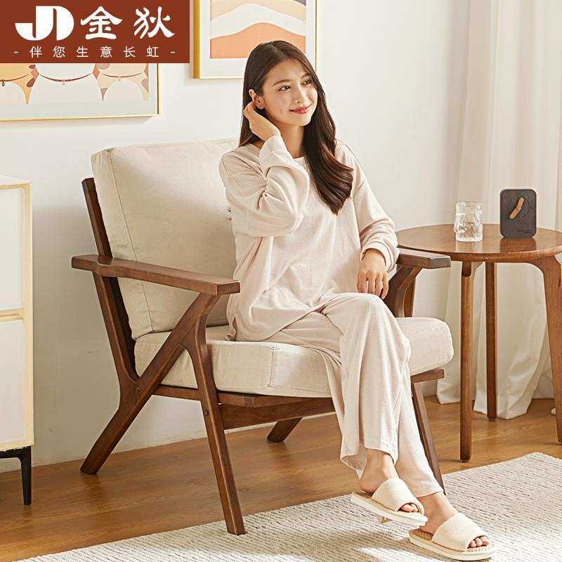 单人沙发椅家用书房阳台休闲实木小沙发复古靠背椅子全实木高原木