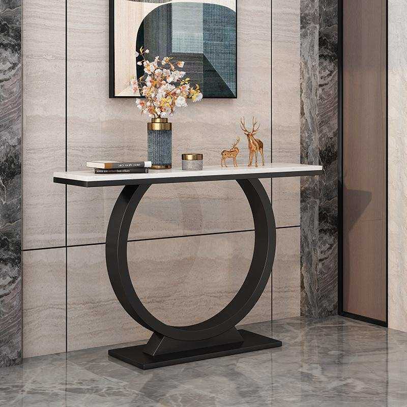 极简轻奢大理石玄关桌现代简约入户装饰柜靠墙铁艺案台走廊端景台