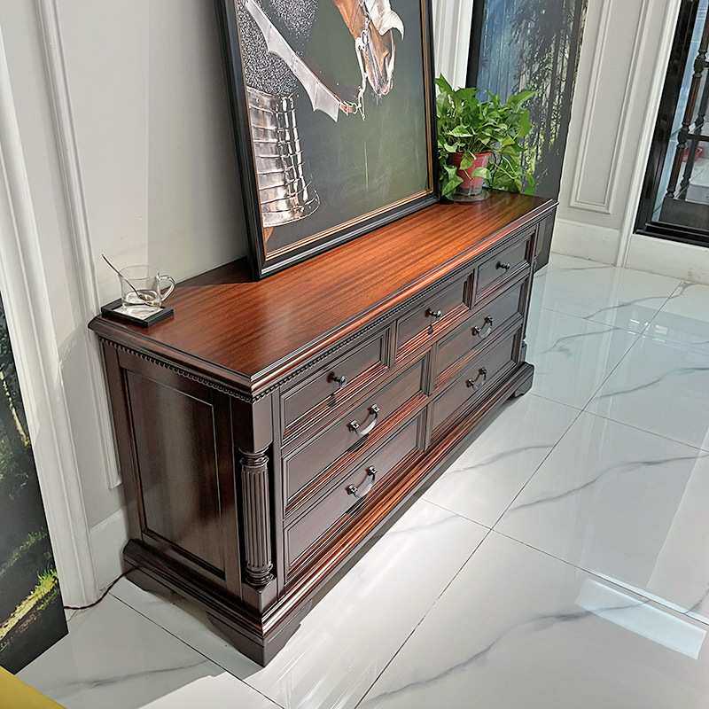 美式黑胡桃木七斗柜简约客厅全实木斗橱储物柜卧室收纳柜古典家具