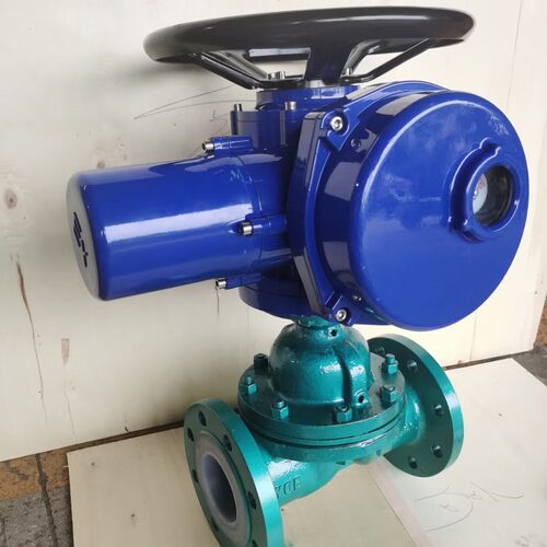 G941PFA-10C电动衬PFA隔膜阀 可溶性F4 Z型多回转电装 法兰隔膜阀