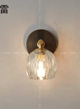 全铜水晶壁灯客厅壁灯现代简约轻奢卧室床头壁灯北欧创意LED壁灯