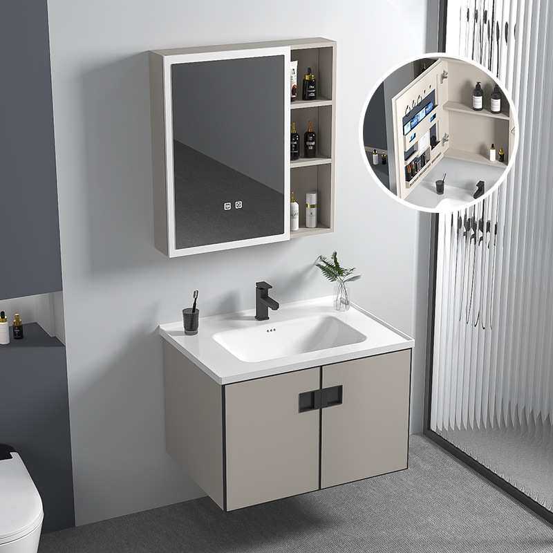 加工新款子午灰太空蜂窝铝浴室柜陶瓷一体盆卫生间洗脸洗手台组合