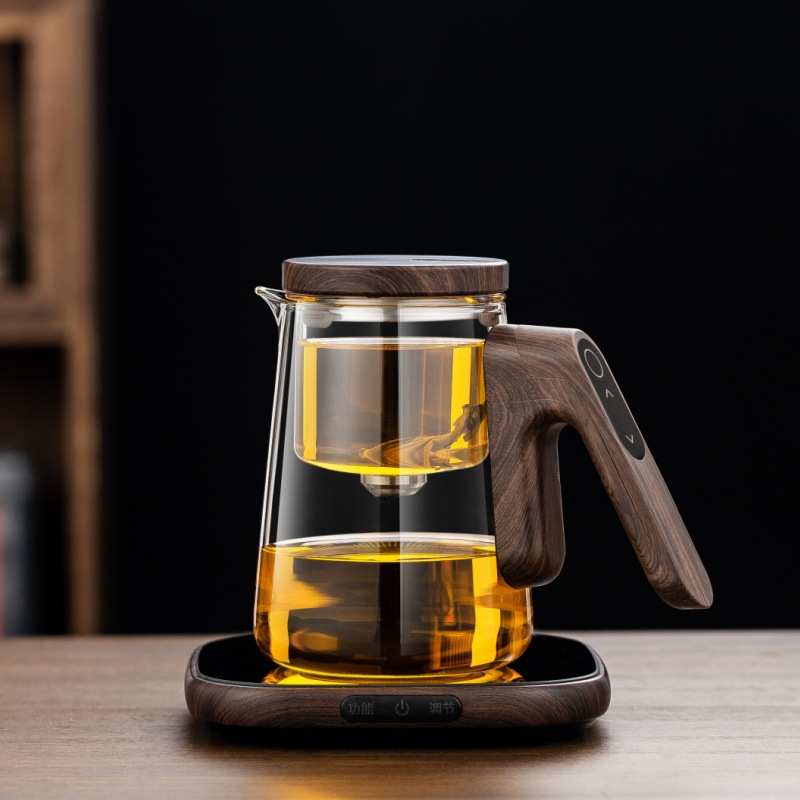 无杆滑动磁吸泡茶壶玻璃内胆家用过滤飘逸杯懒人泡茶神器养生图片