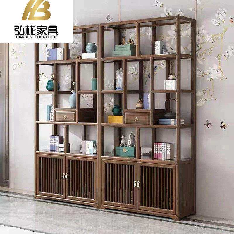 新中式实木博古架仿古多宝阁南榆木古董架展示柜小摆件置物架书架