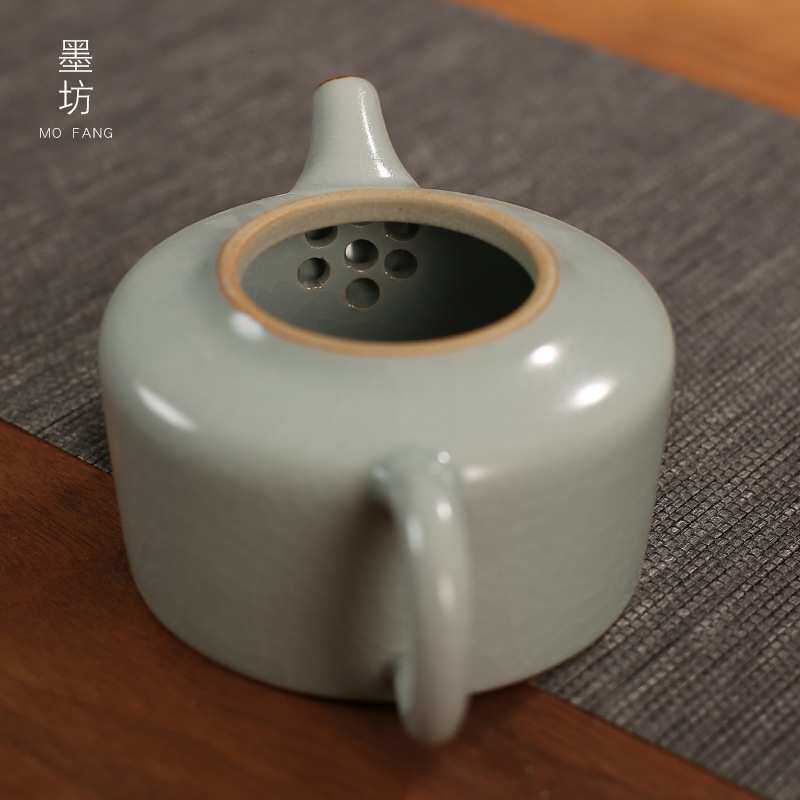 汝窑茶壶开片可养中式家用陶纯色泡茶壶提梁壶中号西施壶单个