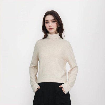 【甜甜粉丝专享】100绵羊毛针织衫堆堆领慵懒打底羊毛衫HN690