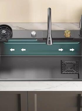 厂家纳不钢米飞雨瀑布锈手盆工大单槽家用厨房洗碗池88949水槽套