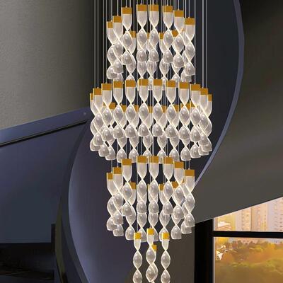 复式楼lo中f201t空新客厅灯别楼梯吊灯2021年款挑空墅大厅亚克力